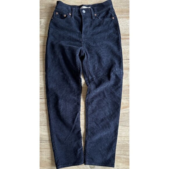 Levi's Jeans Womens Size 25 WEDGIE Button Fly Washed Black Corduroy Stretch - Picture 2 of 4